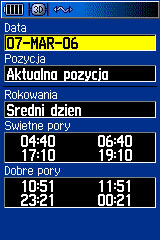 Kalkulator pór połowów i polowań.