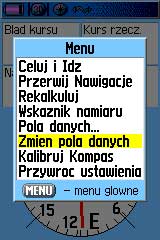 Ekran kompasu - Menu.