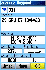 Waypointy - aktualna pozycja jako punkt.