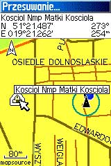 Ekran mapy i informacje o punkcie z mapy.