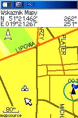 Ekran mapy i brak informacji o punkcie z mapy.