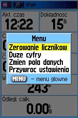 Komputer podróży - zerowanie liczników.