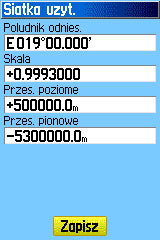 Format pozycji UTM użytkownika dla 1992.